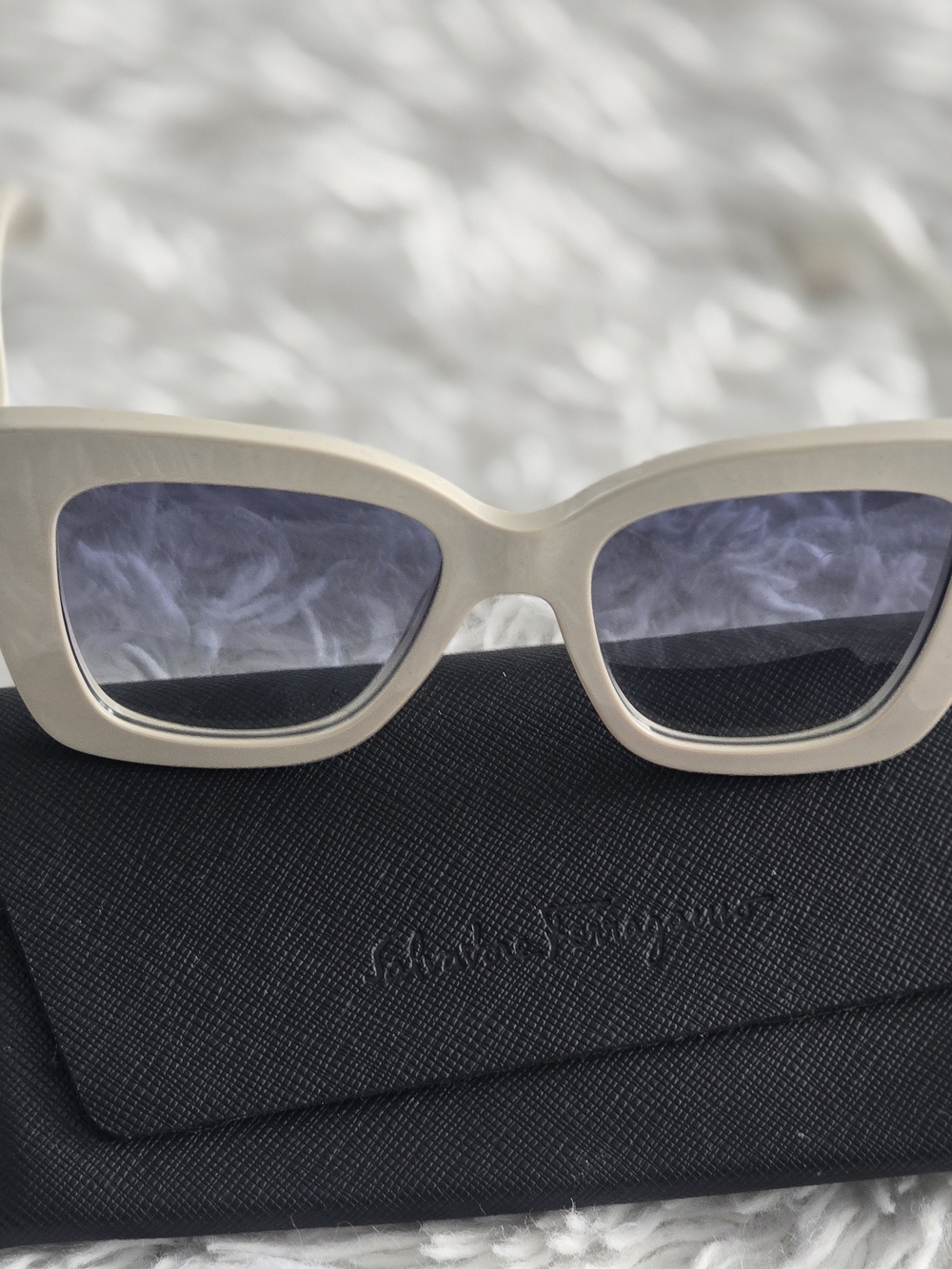 Salvatore Ferragamo Ivory Frame Sunglasses with Tinted Lenses